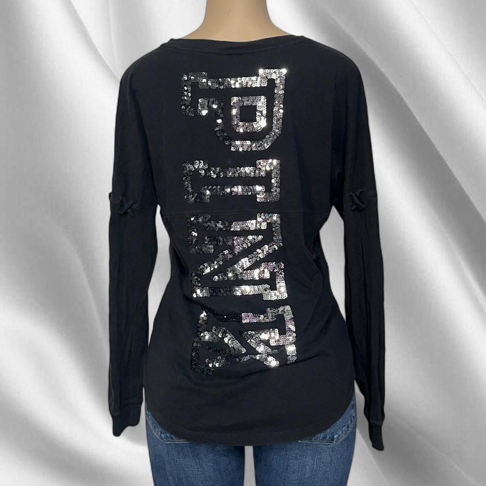 VS PINK Black Sequin Slouchy Top
